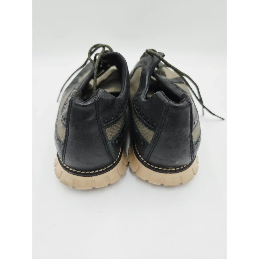 Cole‎ Haan ZeroGrand Mens Size 8 Black Olive Canvas Wingtip Oxford Shoes C14493